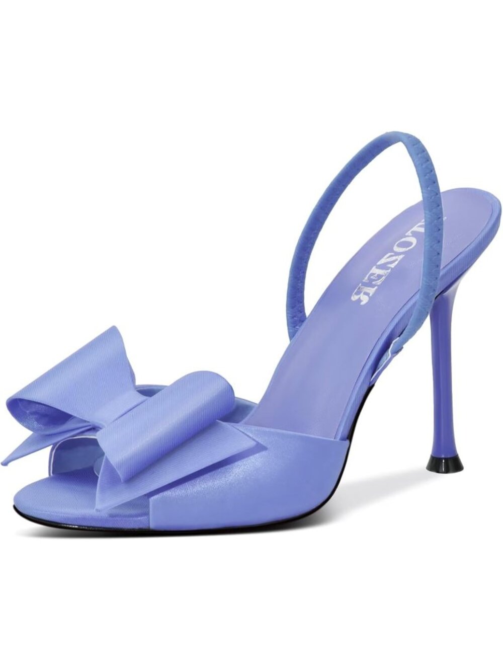 Women's Blue Comfortable Open Toe Mules Bow Stiletto Sexy Slingback High Heels